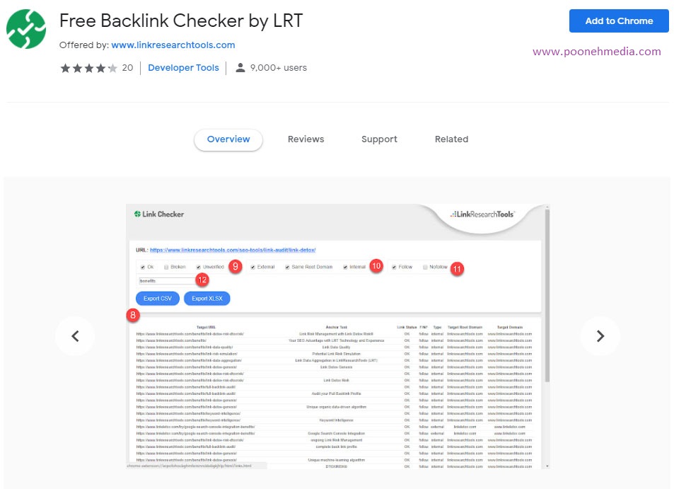  افزونه Free Backlink Checker by LRT