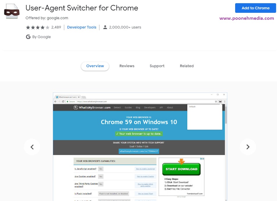 افزونه User-Agent Switcher for Chrome