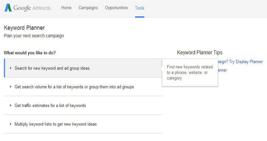 استفاده از AdWords Keyword Planner