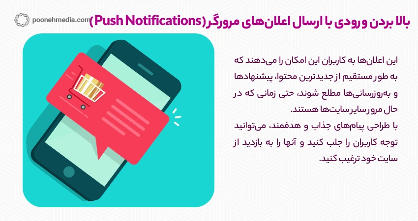 بالا بردن ورودی با ارسال اعلان‌های مرورگر (Push Notifications)