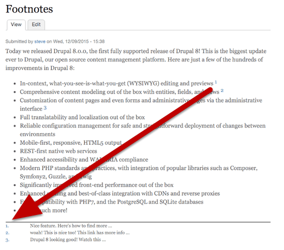 Footnotes drupal