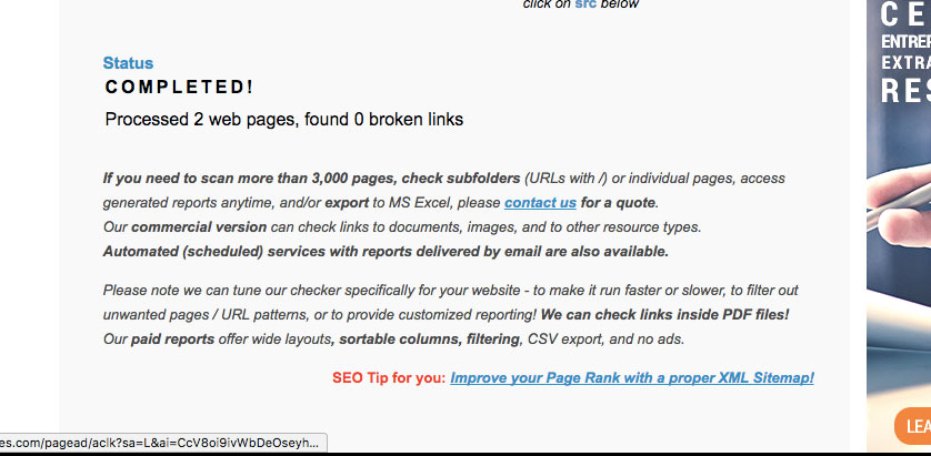 Free Broken Link Checker checks your website for bad links