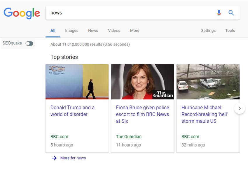اخبار صفحه اول گوگل
