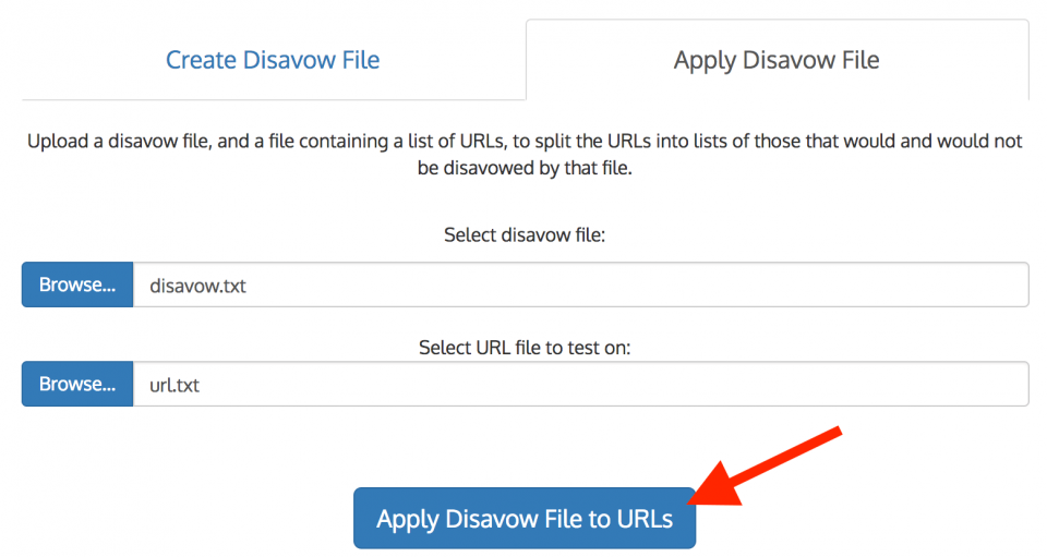 ابزار بررسی لینک disavow.it apply file 