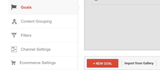 google analytics new goal button