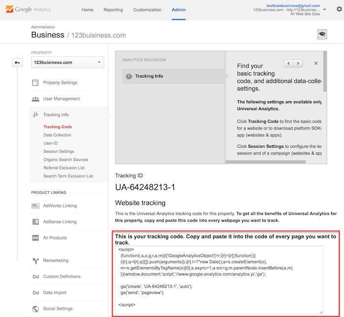 tracking code google analytics