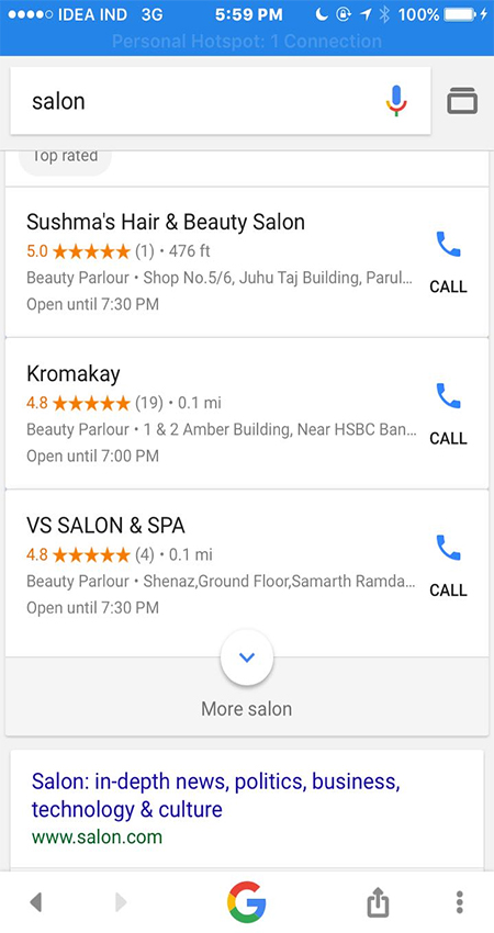 voice search for salon