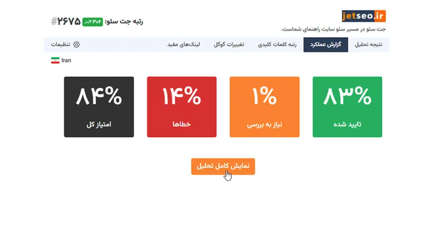 محیط کاربری جت سئو