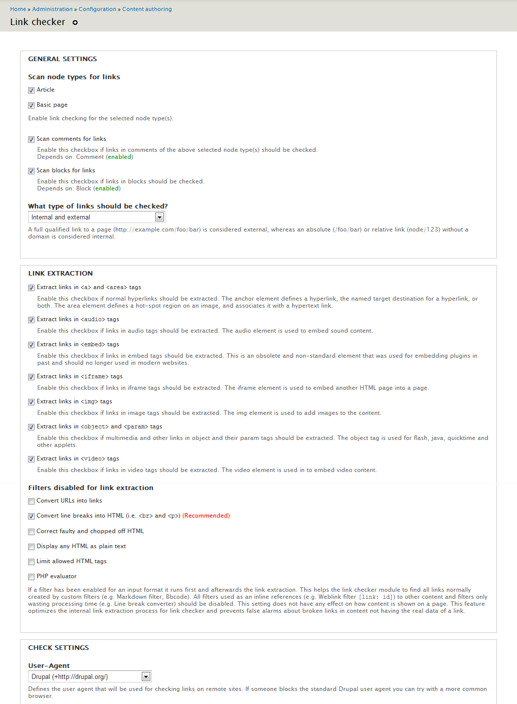 Link checker در دروپال