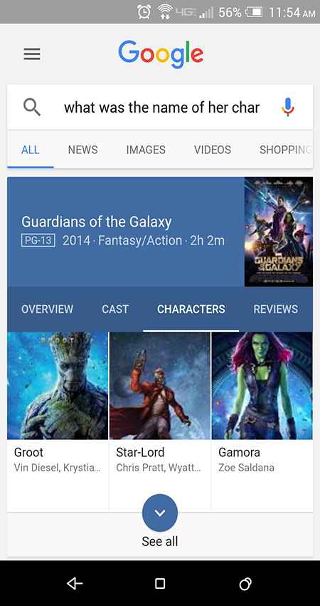 google voice search zoe saldana character