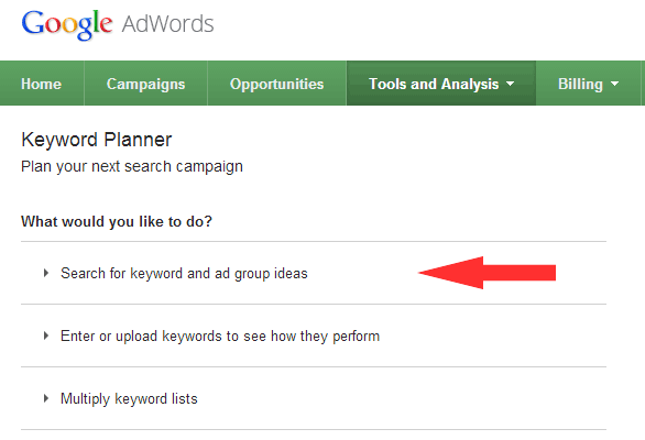 keyword planner 