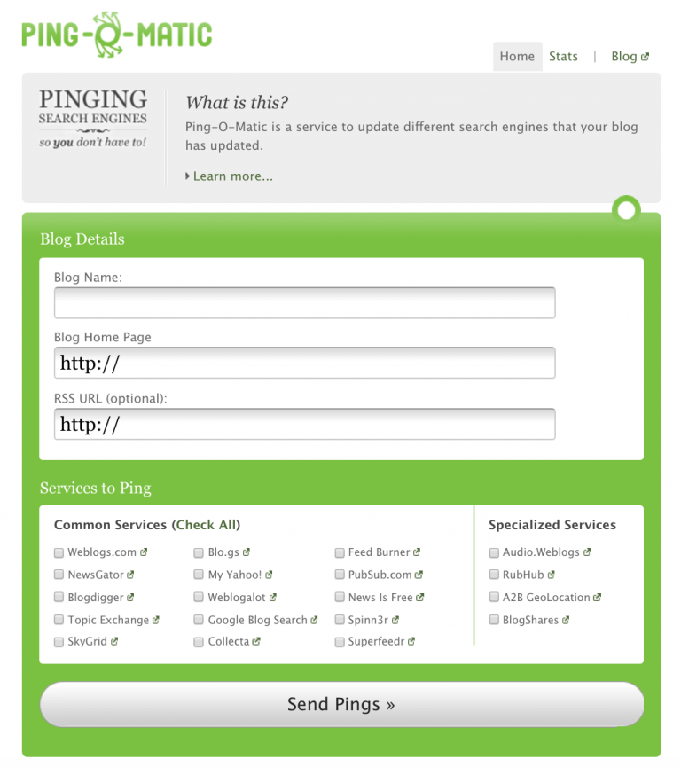 نحوه استفاده از Pingomatic