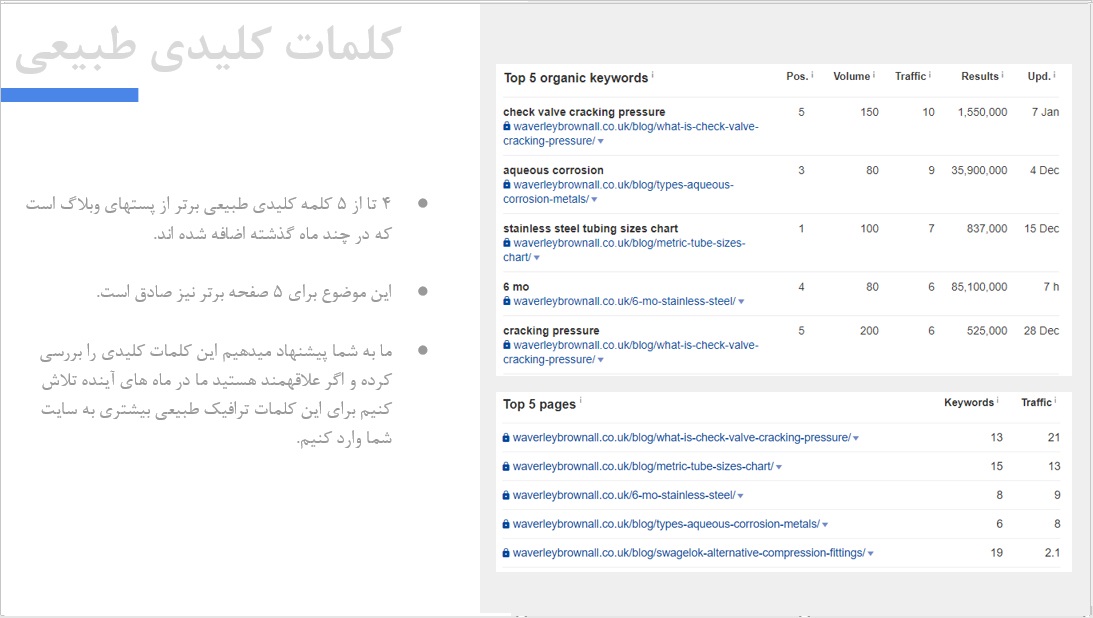 کلمات کلیدی طبیعی در گزارش سئو