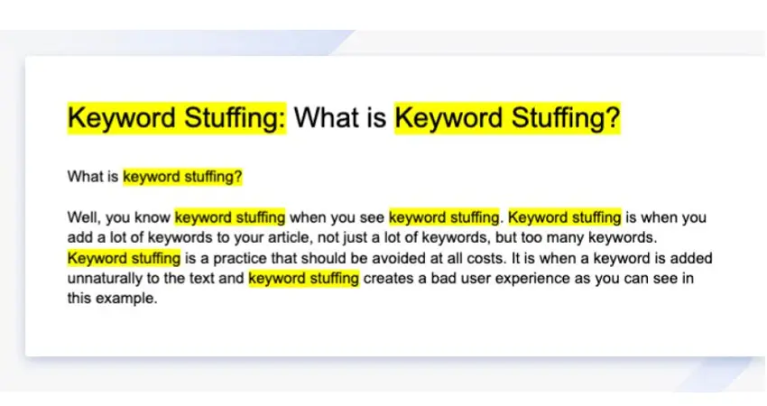 کیورد استافینگ (Keyword Stuffing) یا استفاده بیشازحد از کلمات کلیدی