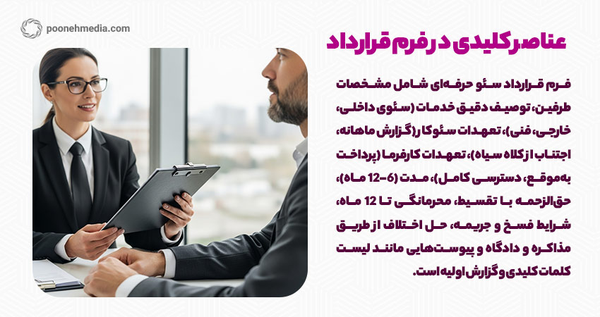 عناصر کلیدی در فرم قرارداد سئو