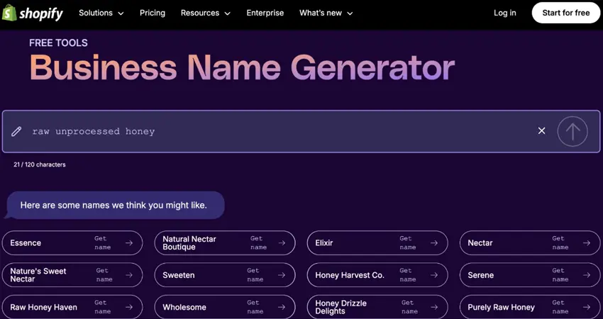Shopify Business Name Generator